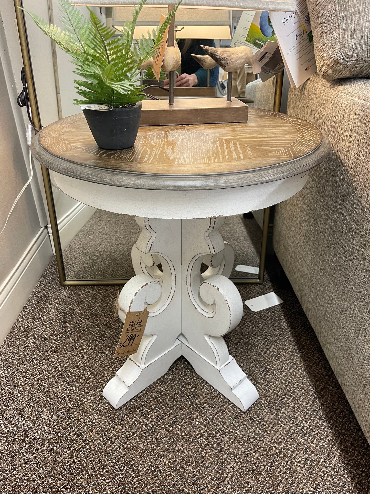 Magnolia Manor Scrolled Round End Table